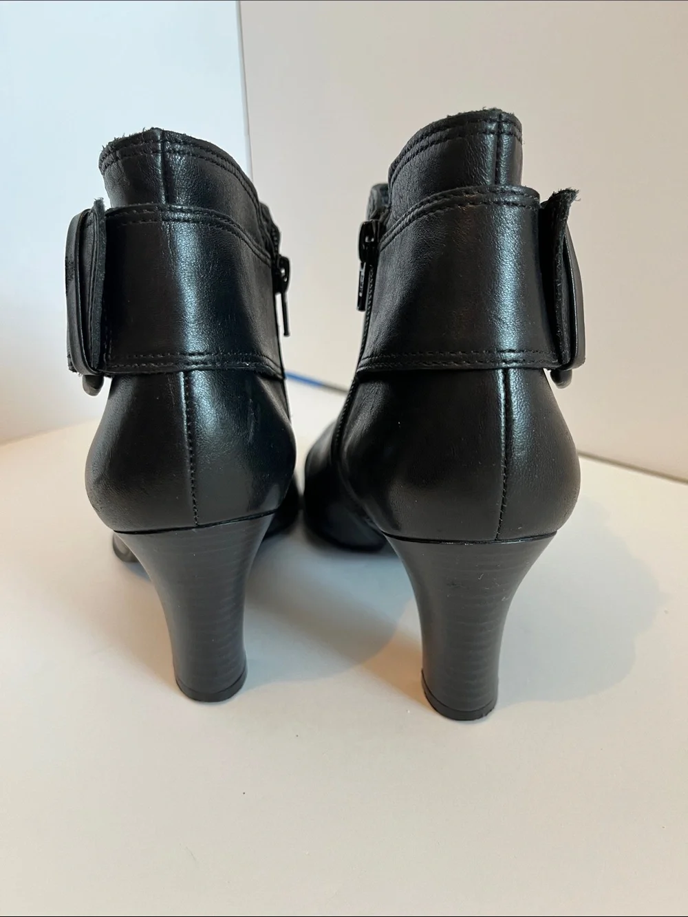 Nurture - Danah Black Leather Buckle Ankle Booties